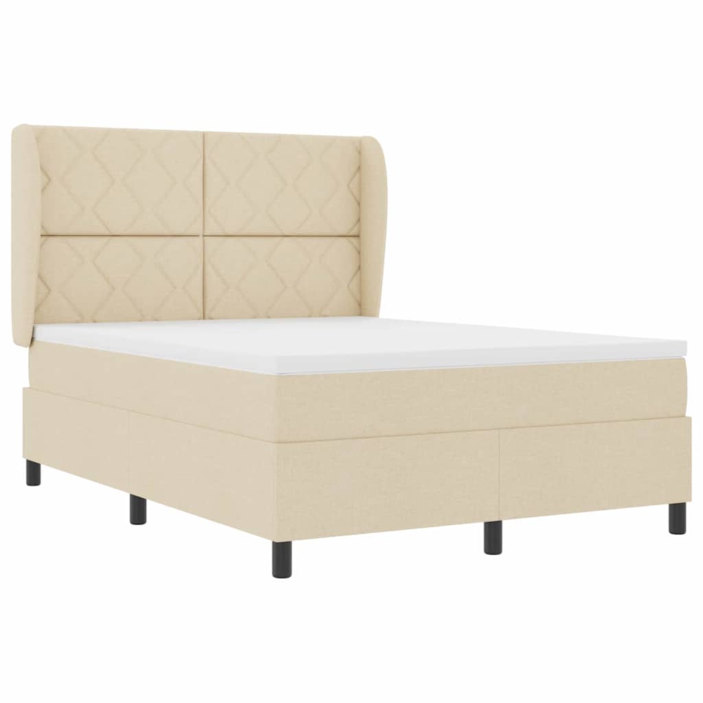 Lit à ressorts avec matelas Crème 160 x 200 cm tissu - XIOS