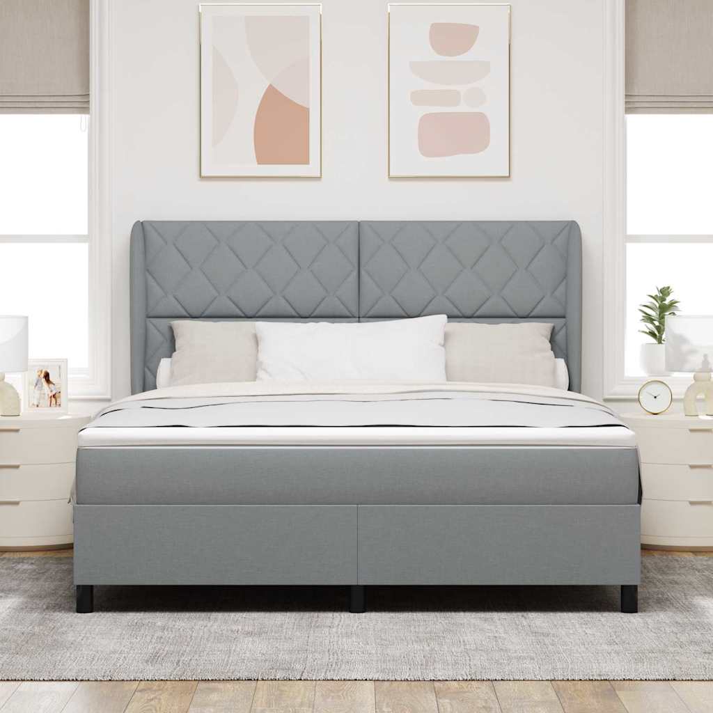 Lit à ressorts avec matelas Gris clair 180 x 200 cm tissu