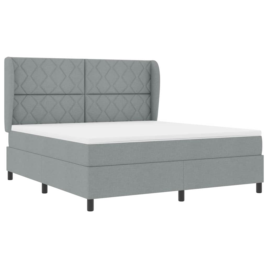 Lit à ressorts avec matelas Gris clair 180 x 200 cm tissu