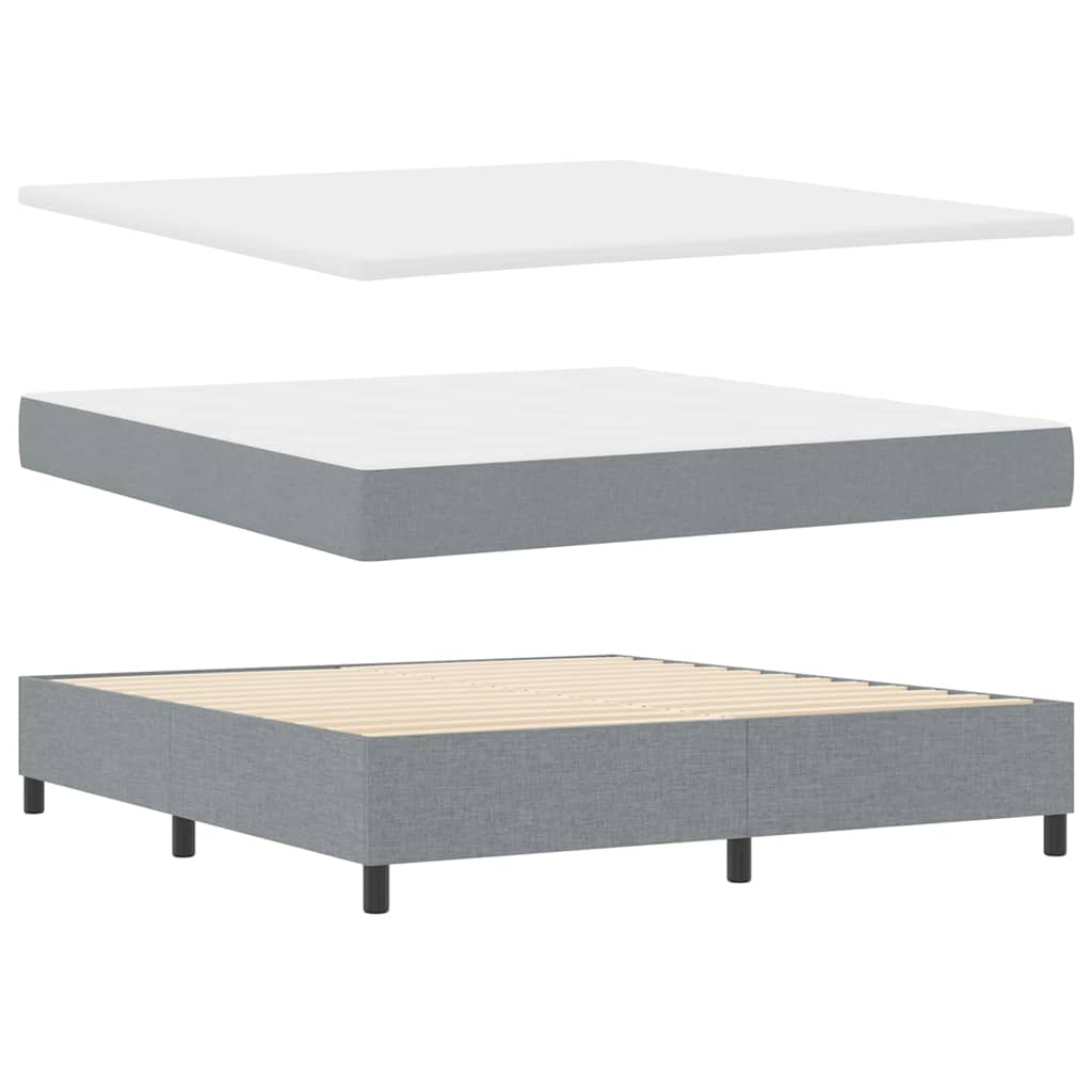 Lit à ressorts avec matelas Gris clair 180 x 200 cm tissu