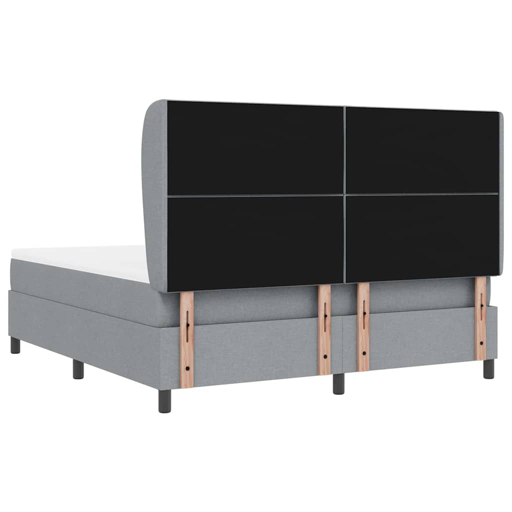 Lit à ressorts avec matelas Gris clair 180 x 200 cm tissu