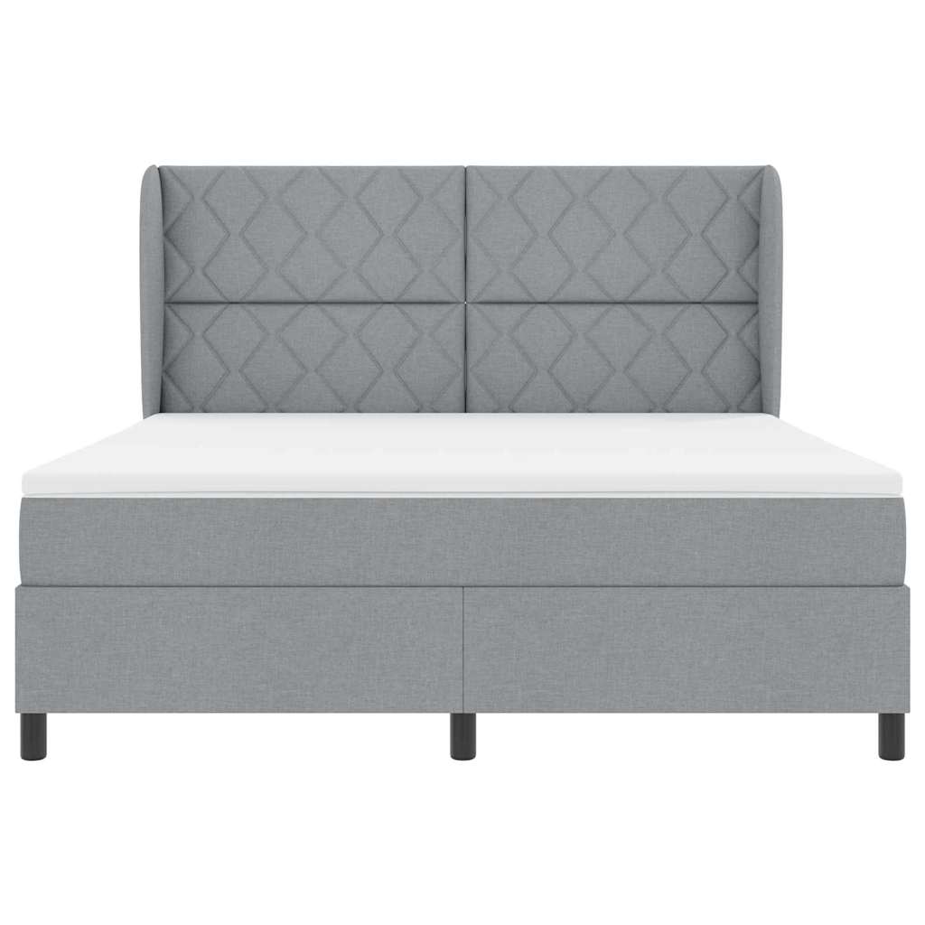 Lit à ressorts avec matelas Gris clair 180 x 200 cm tissu