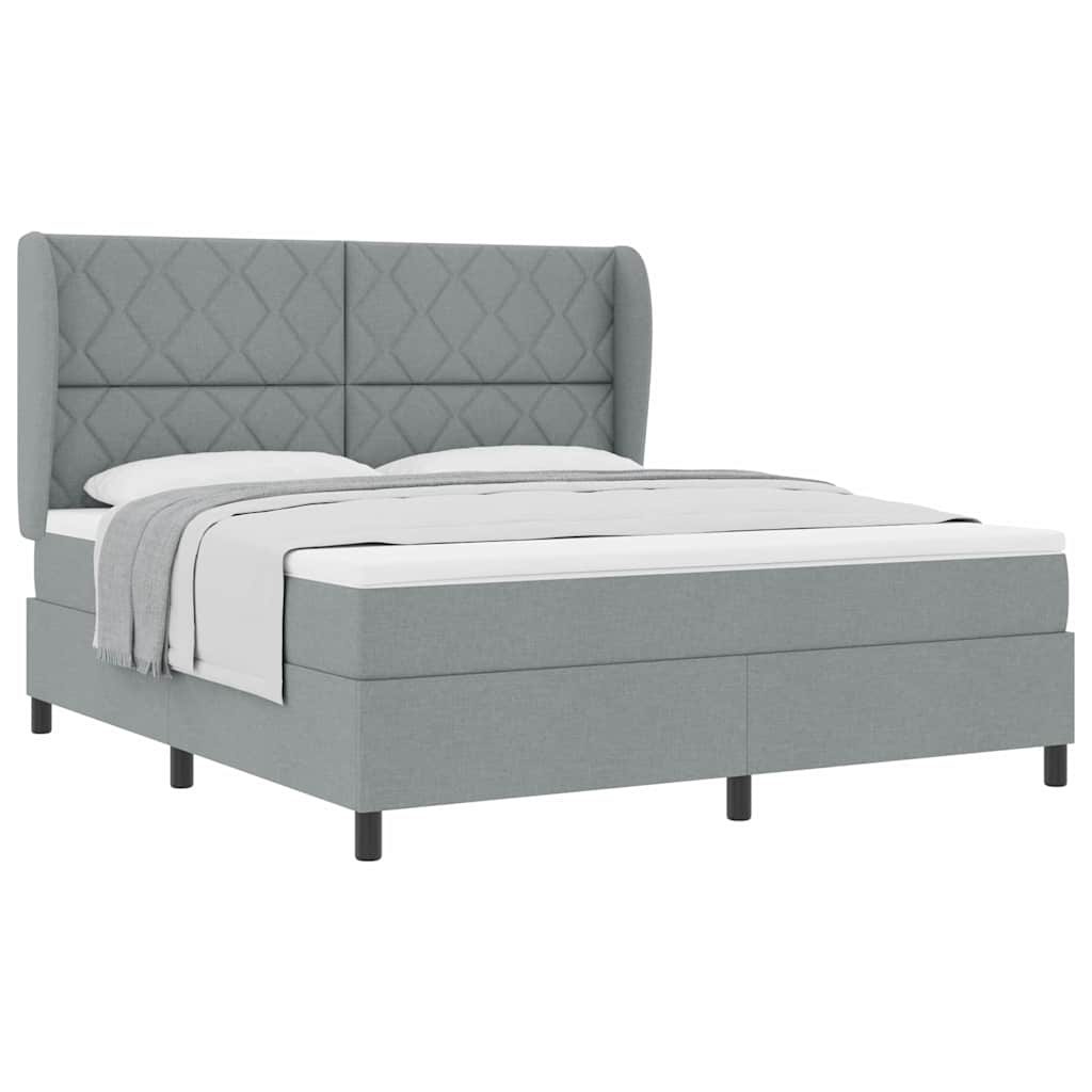 Lit à ressorts avec matelas Gris clair 180 x 200 cm tissu