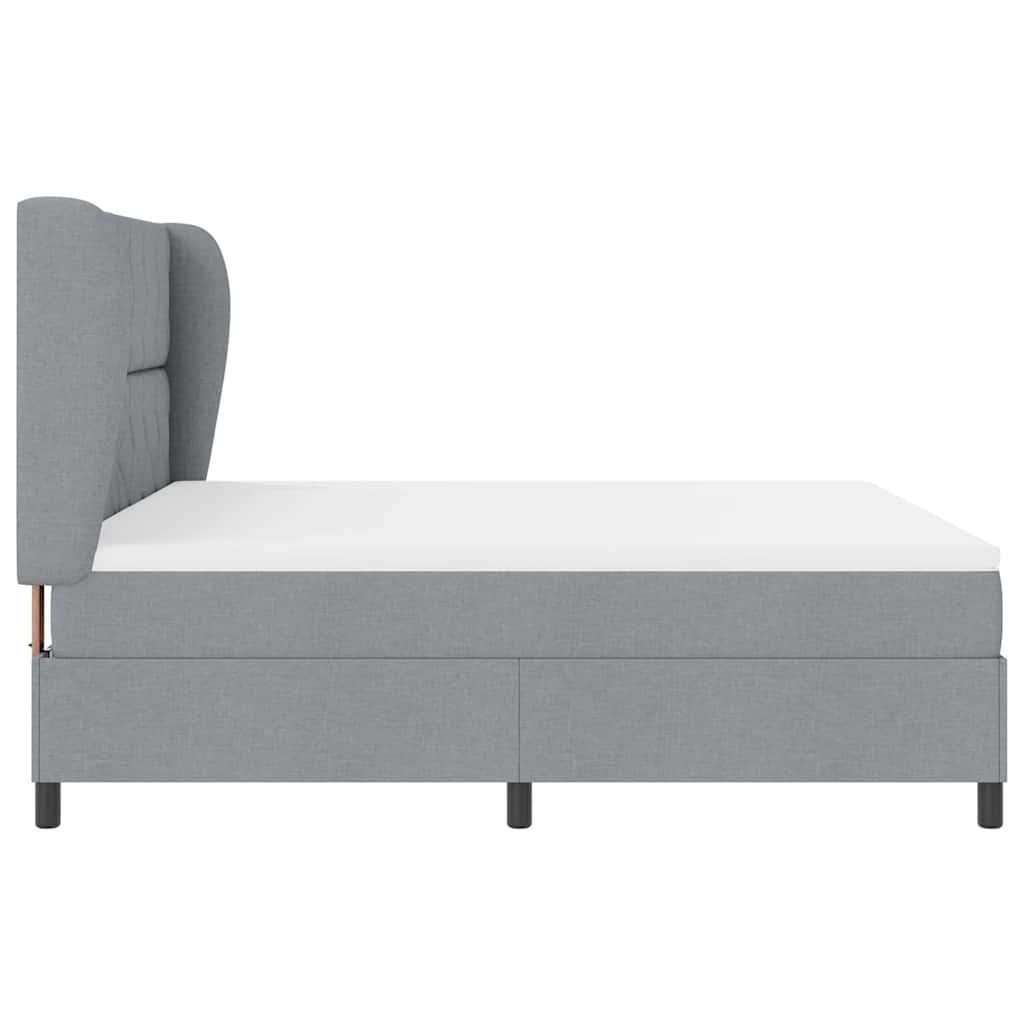 Lit à ressorts avec matelas Gris clair 180 x 200 cm tissu
