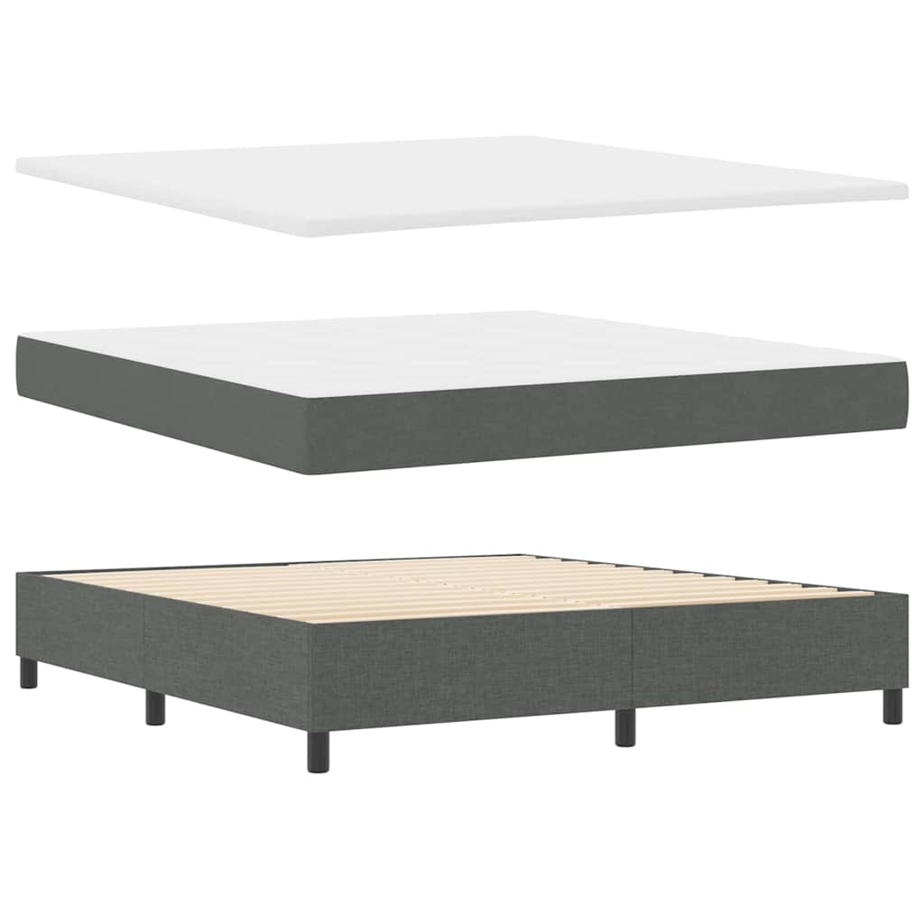 Lit à ressorts avec matelas Gris foncé 180 x 200 cm tissu
