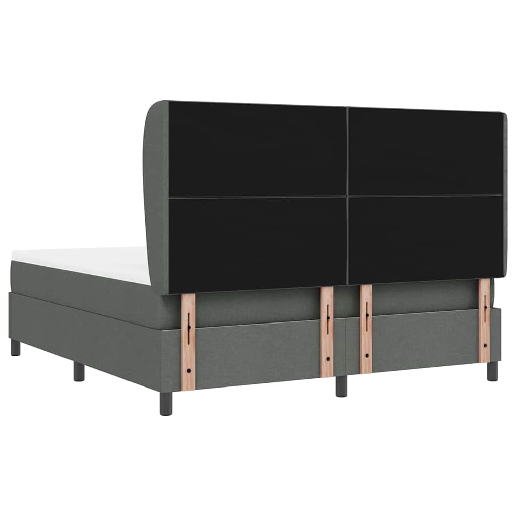 Lit à ressorts avec matelas Gris foncé 180 x 200 cm tissu