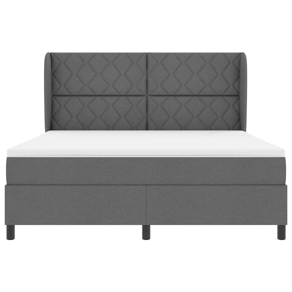 Lit à ressorts avec matelas Gris foncé 180 x 200 cm tissu