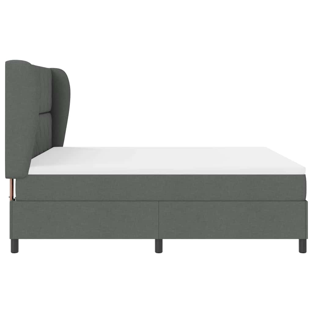 Lit à ressorts avec matelas Gris foncé 180 x 200 cm tissu