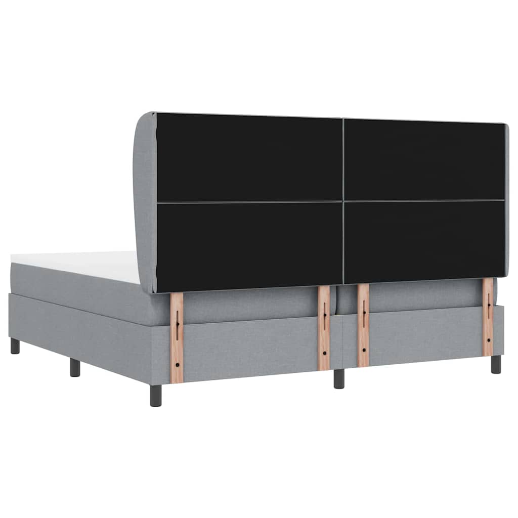 Lit à ressorts avec matelas Gris clair 200 x 200 cm tissu - XIOS