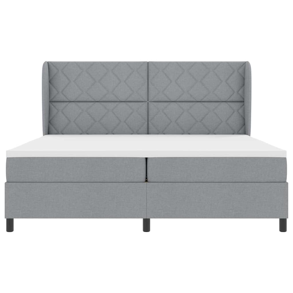 Lit à ressorts avec matelas Gris clair 200 x 200 cm tissu - XIOS