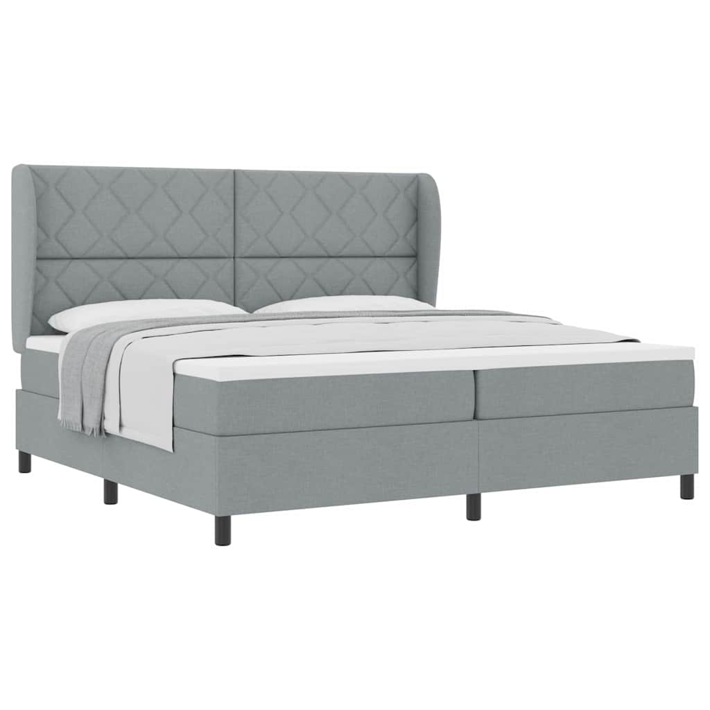 Lit à ressorts avec matelas Gris clair 200 x 200 cm tissu - XIOS