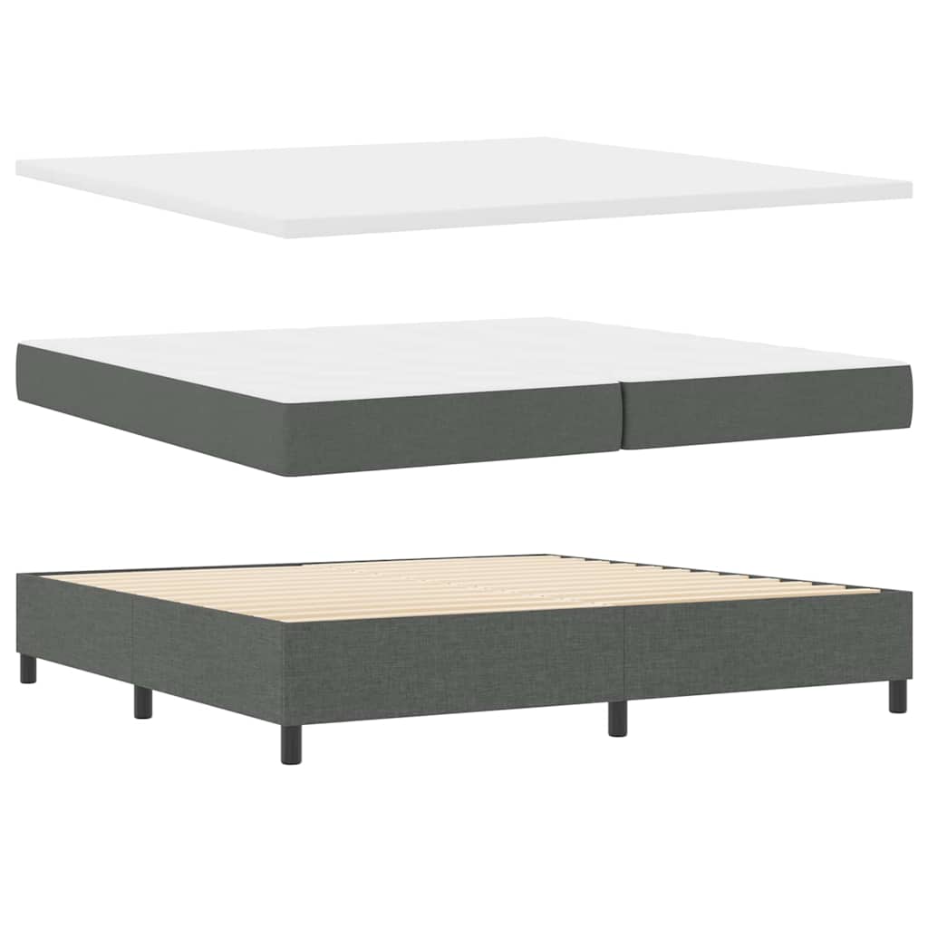 Lit à ressorts avec matelas Gris foncé 200 x 200 cm tissu