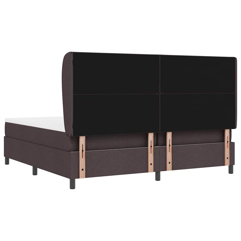 Lit à ressorts avec matelas Marron foncé 200 x 200 cm tissu