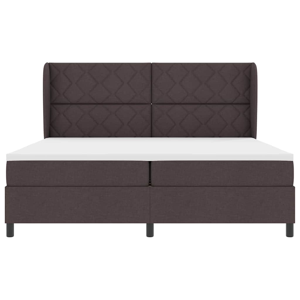 Lit à ressorts avec matelas Marron foncé 200 x 200 cm tissu