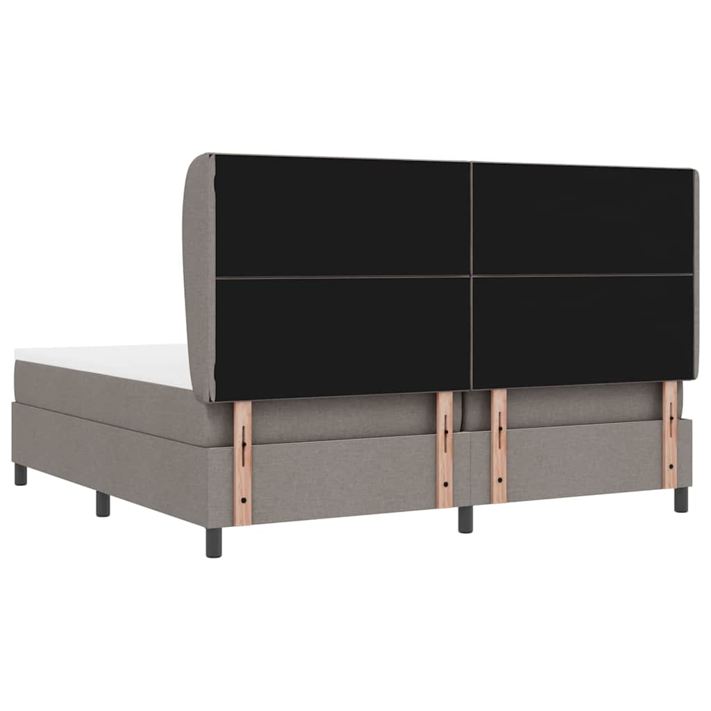 Lit à ressorts avec matelas Taupe 200 x 200 cm tissu - XIOS
