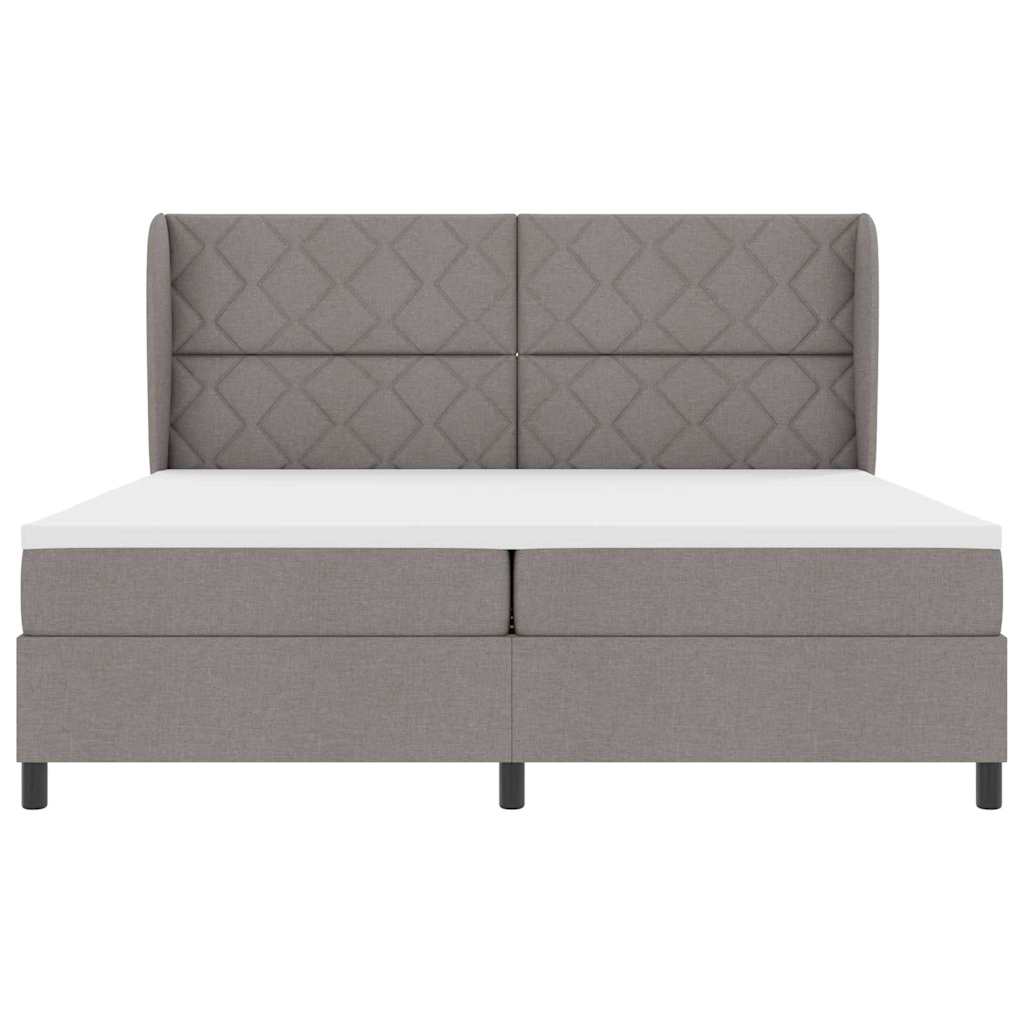 Lit à ressorts avec matelas Taupe 200 x 200 cm tissu - XIOS