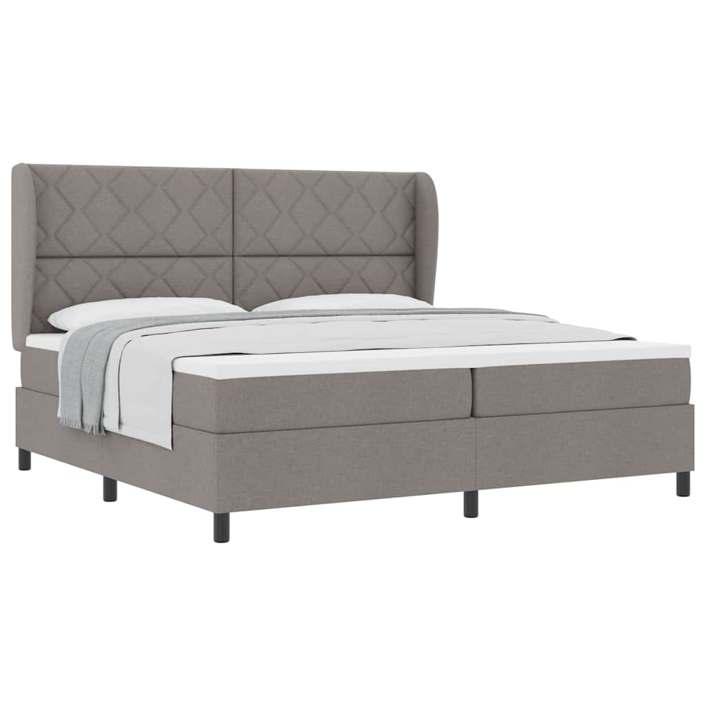 Lit à ressorts avec matelas Taupe 200 x 200 cm tissu - XIOS