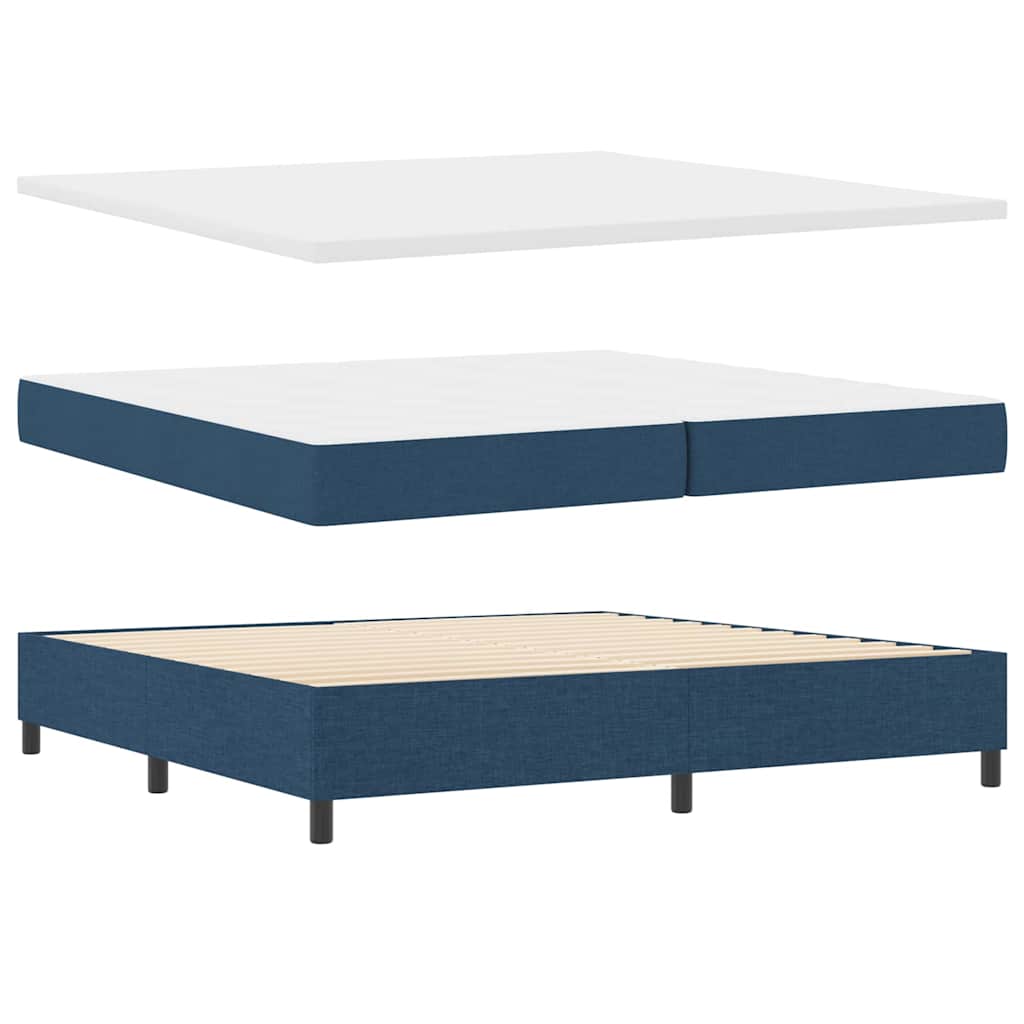 Lit à ressorts avec matelas Bleu 200 x 200 cm tissu