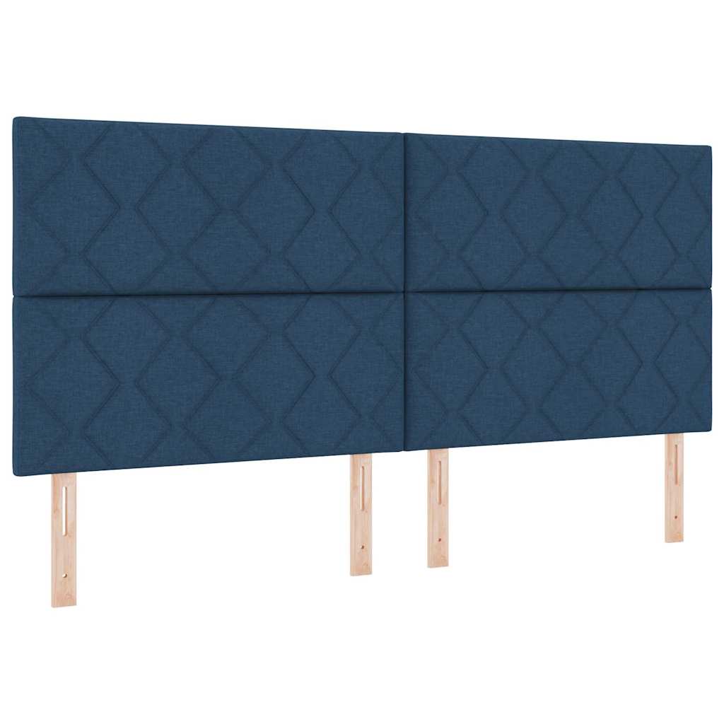 Lit à ressorts avec matelas Bleu 200 x 200 cm tissu