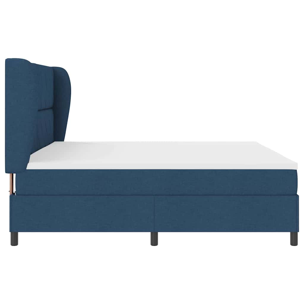 Lit à ressorts avec matelas Bleu 200 x 200 cm tissu