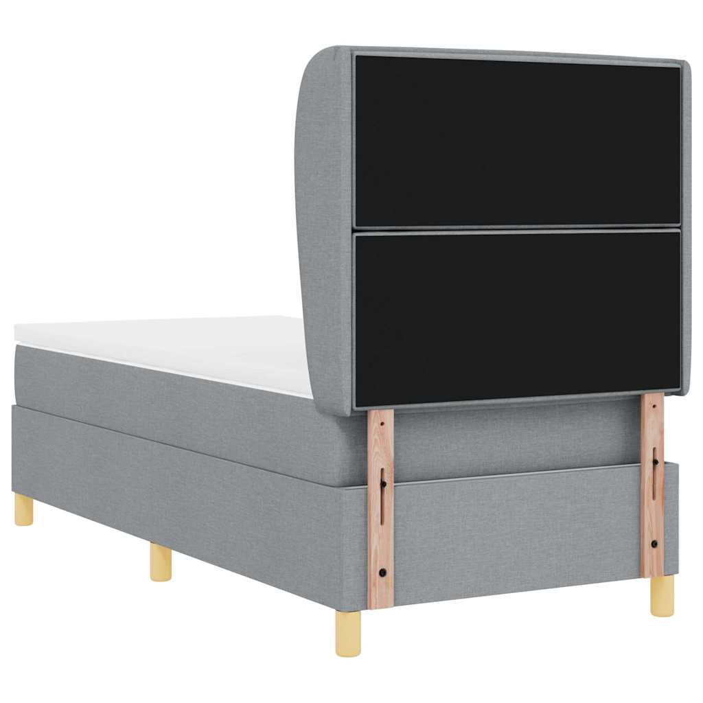 Lit à ressorts avec matelas Gris clair 200 x 80 cm tissu - XIOS