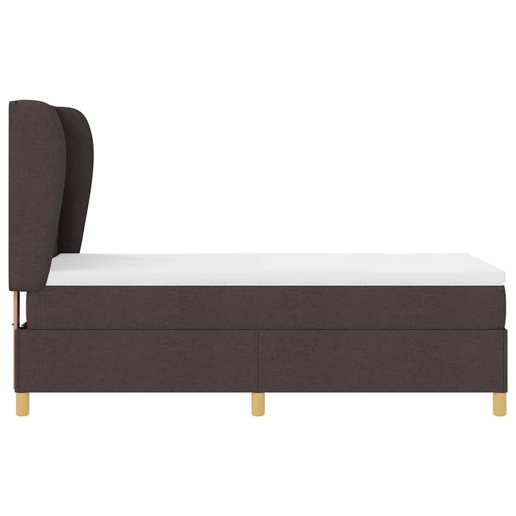 Lit à ressorts avec matelas Marron foncé 200 x 80 cm tissu