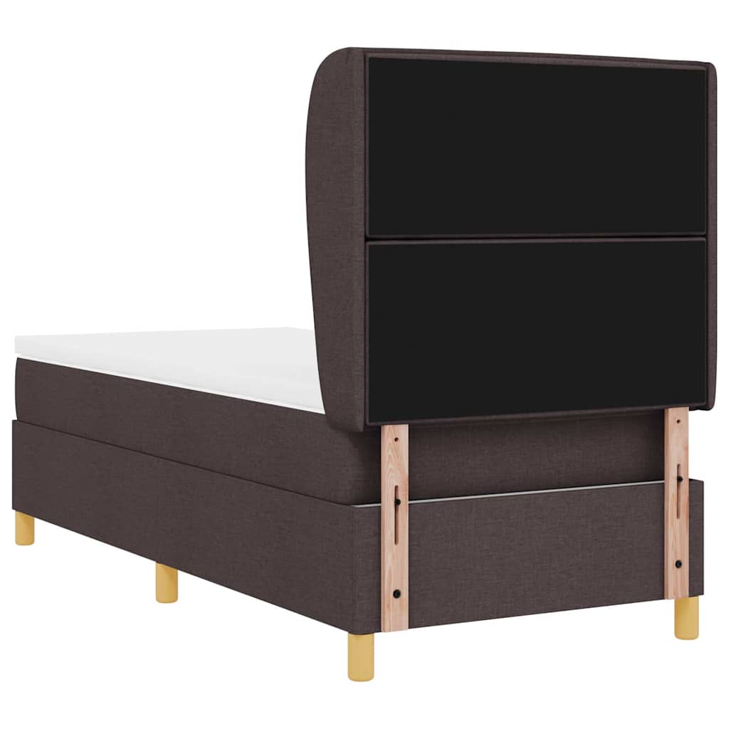 Lit à ressorts avec matelas Marron foncé 190 x 90 cm tissu