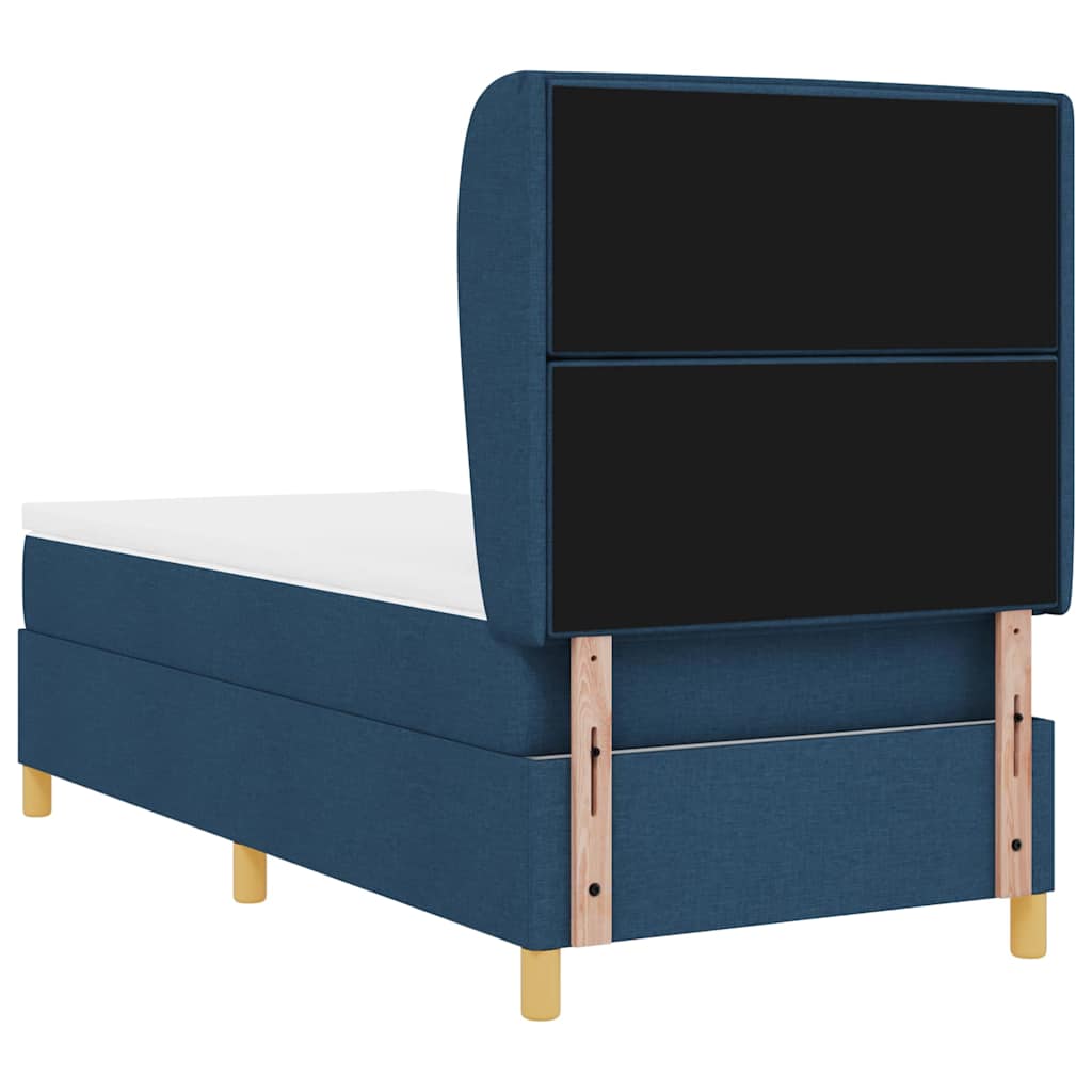 Lit à ressorts avec matelas Bleu 190 x 90 cm tissu - XIOS