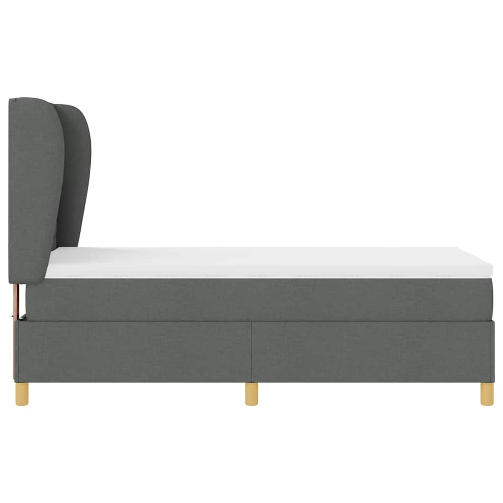 Lit à ressorts avec matelas gris foncé 90x190 cm Gris foncé - XIOS