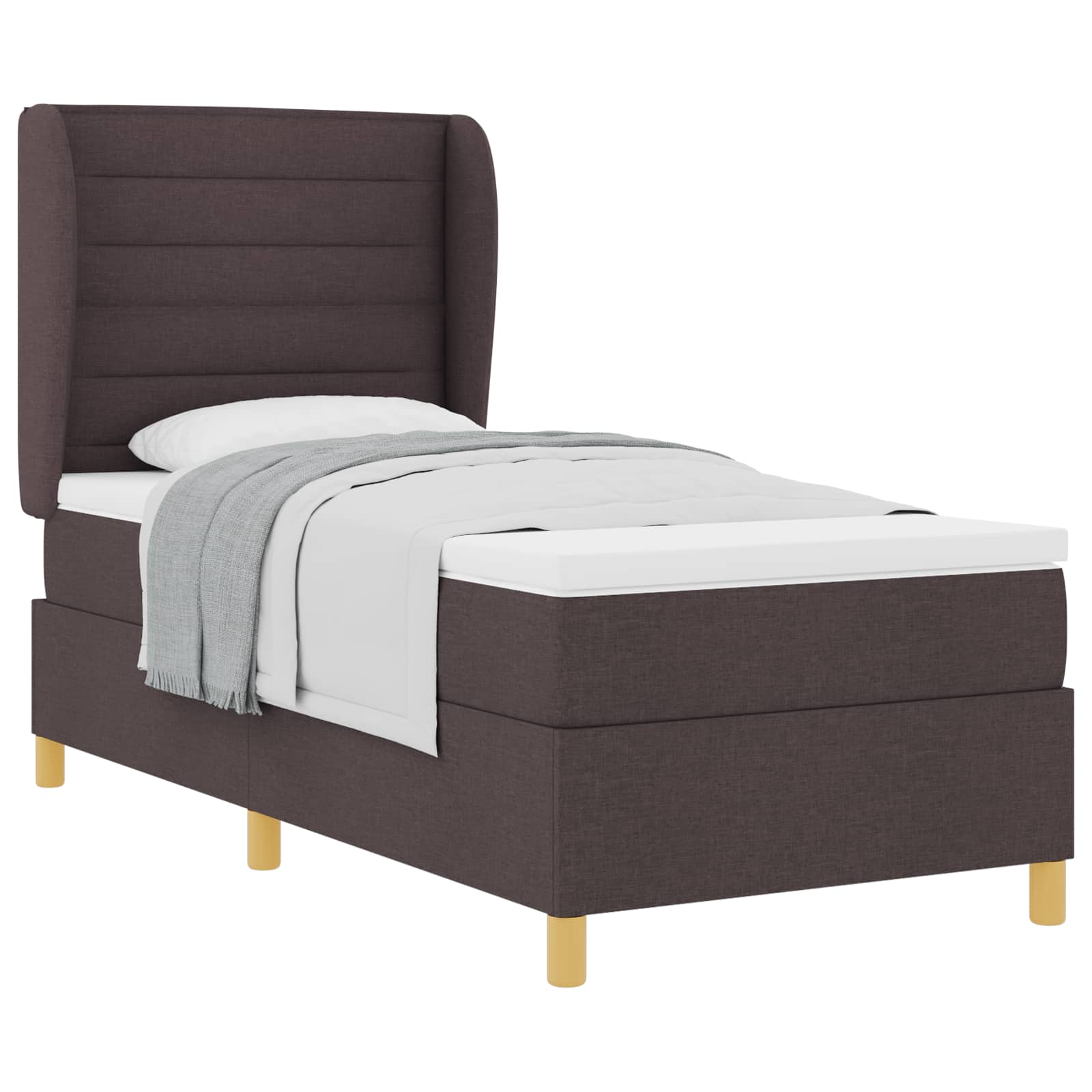Lit à ressorts avec matelas gris foncé 90x190 cm Marron foncé - XIOS