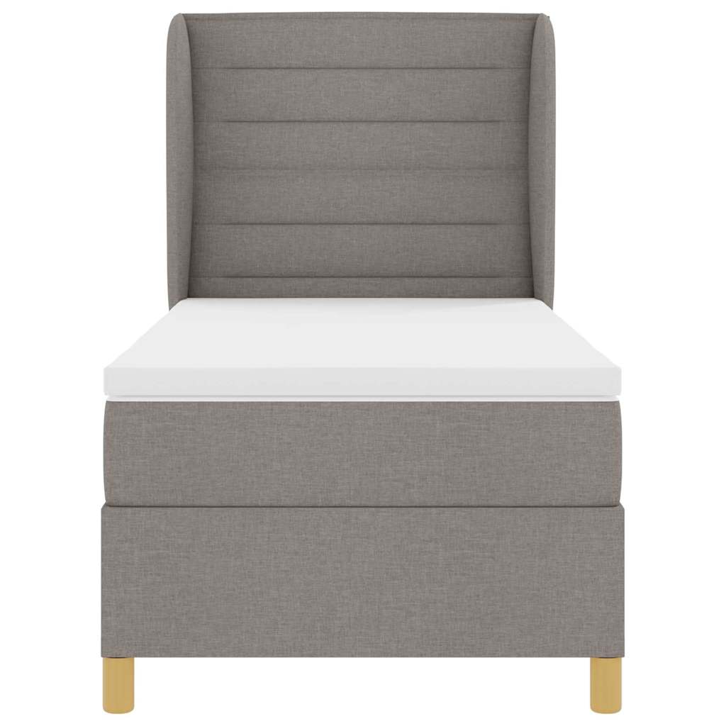 Lit à ressorts avec tête de lit Taupe 200 x 90 cm tissu