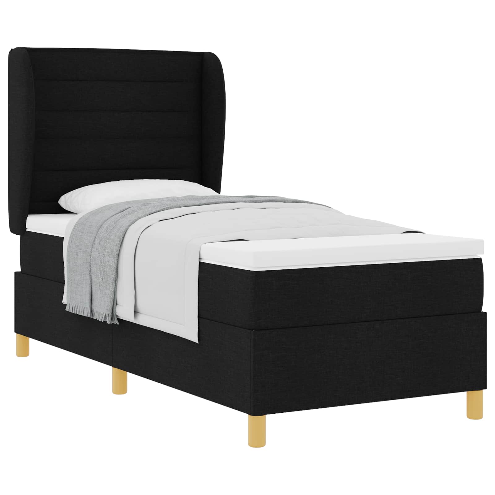 Lit à ressorts avec matelas gris foncé 90x190 cm Noir tissu - XIOS