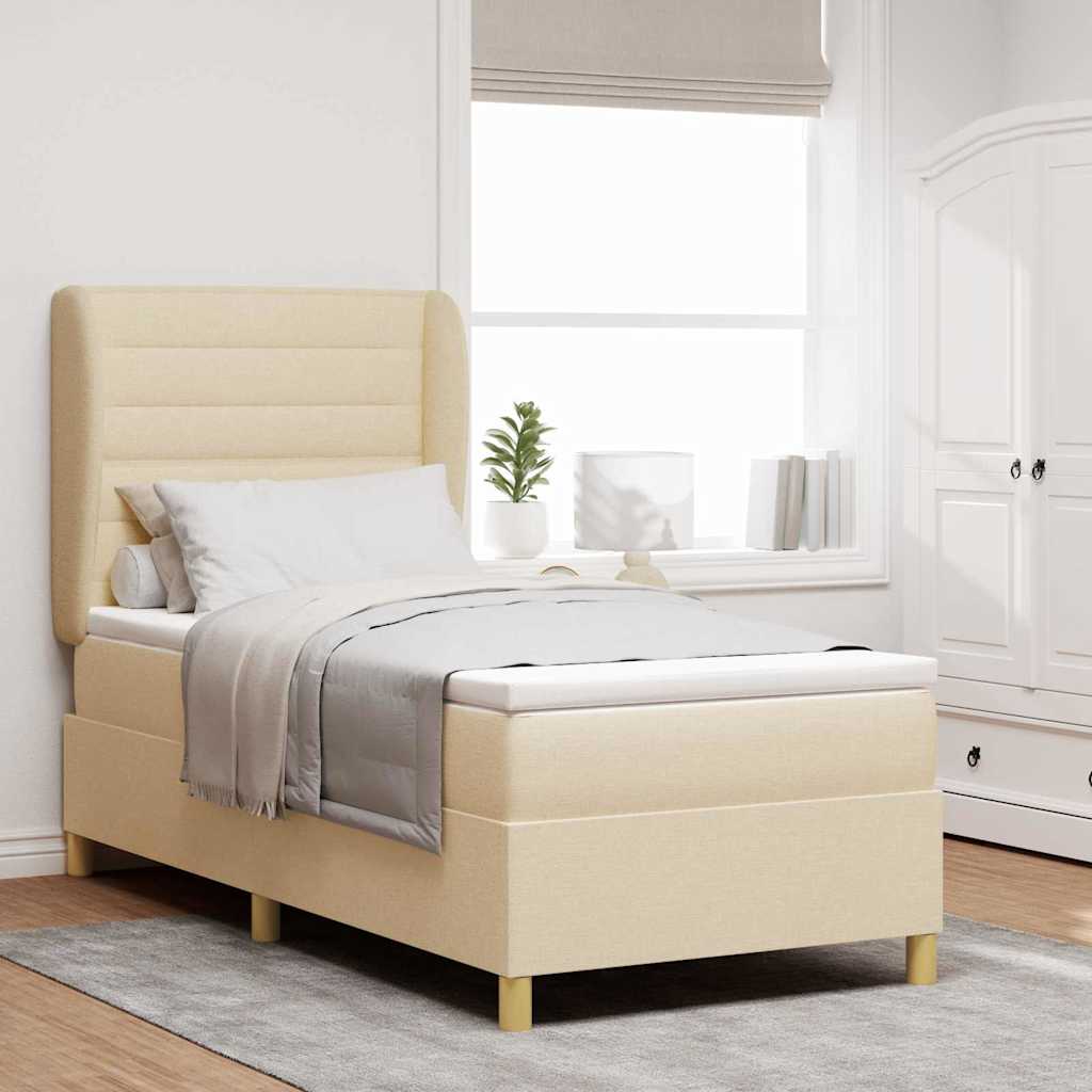 Lit à ressorts avec matelas Crème 200 x 100 cm tissu - XIOS