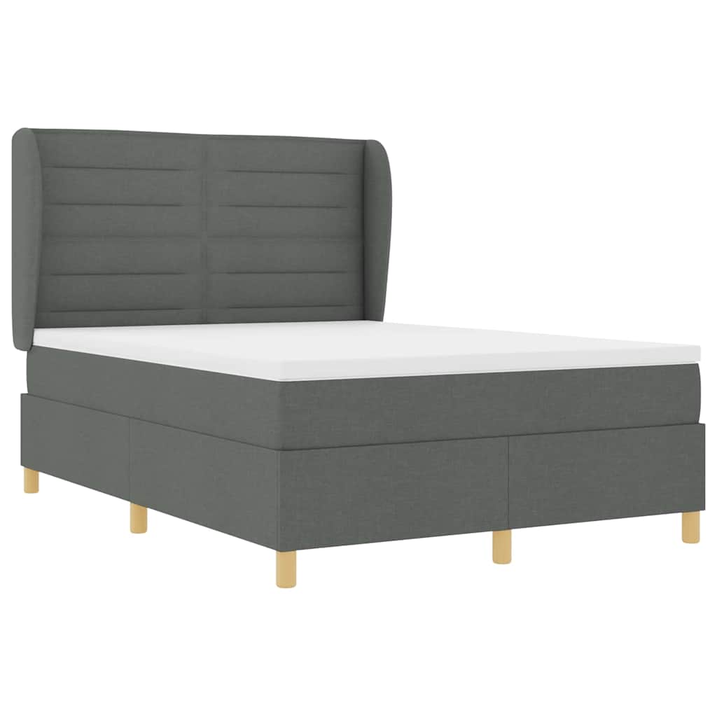 Lit à ressorts avec matelas gris foncé 90x190 cm Gris foncé