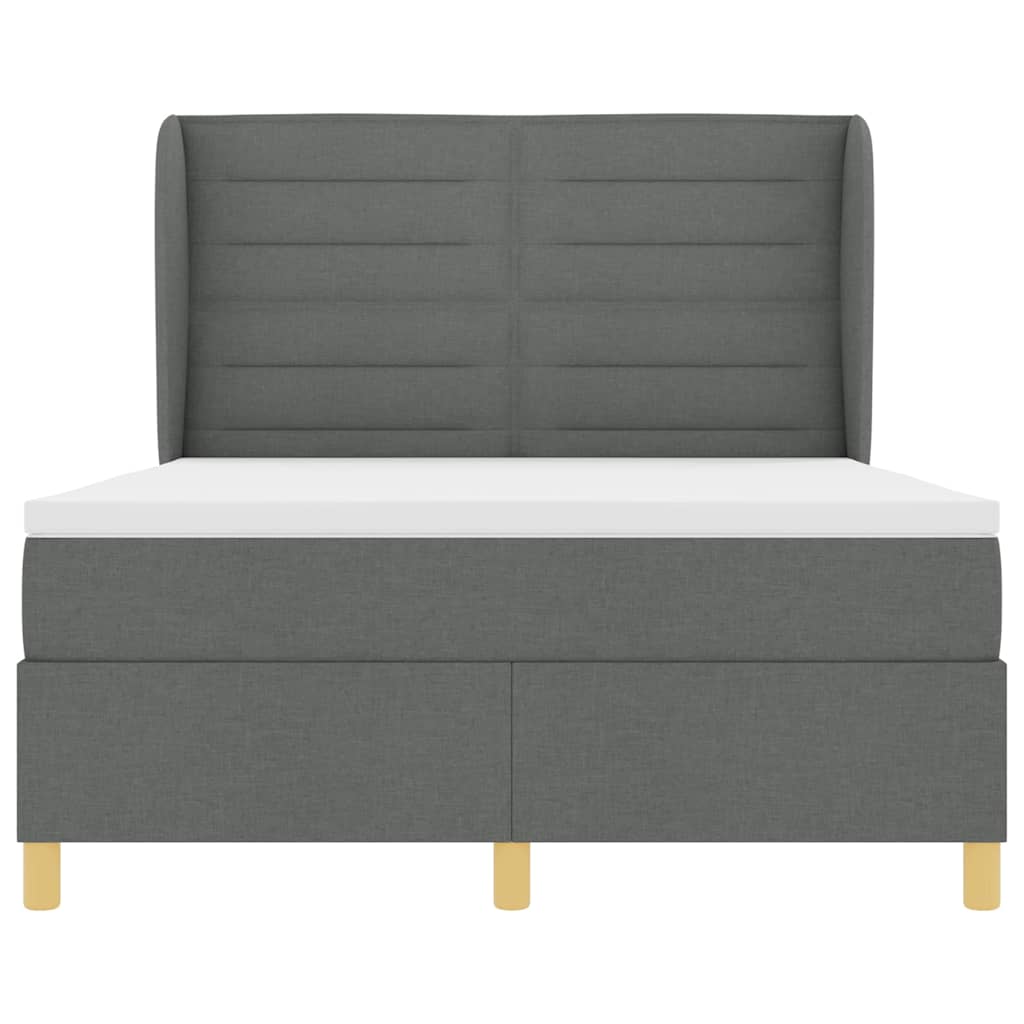 Lit à ressorts avec matelas gris foncé 90x190 cm Gris foncé