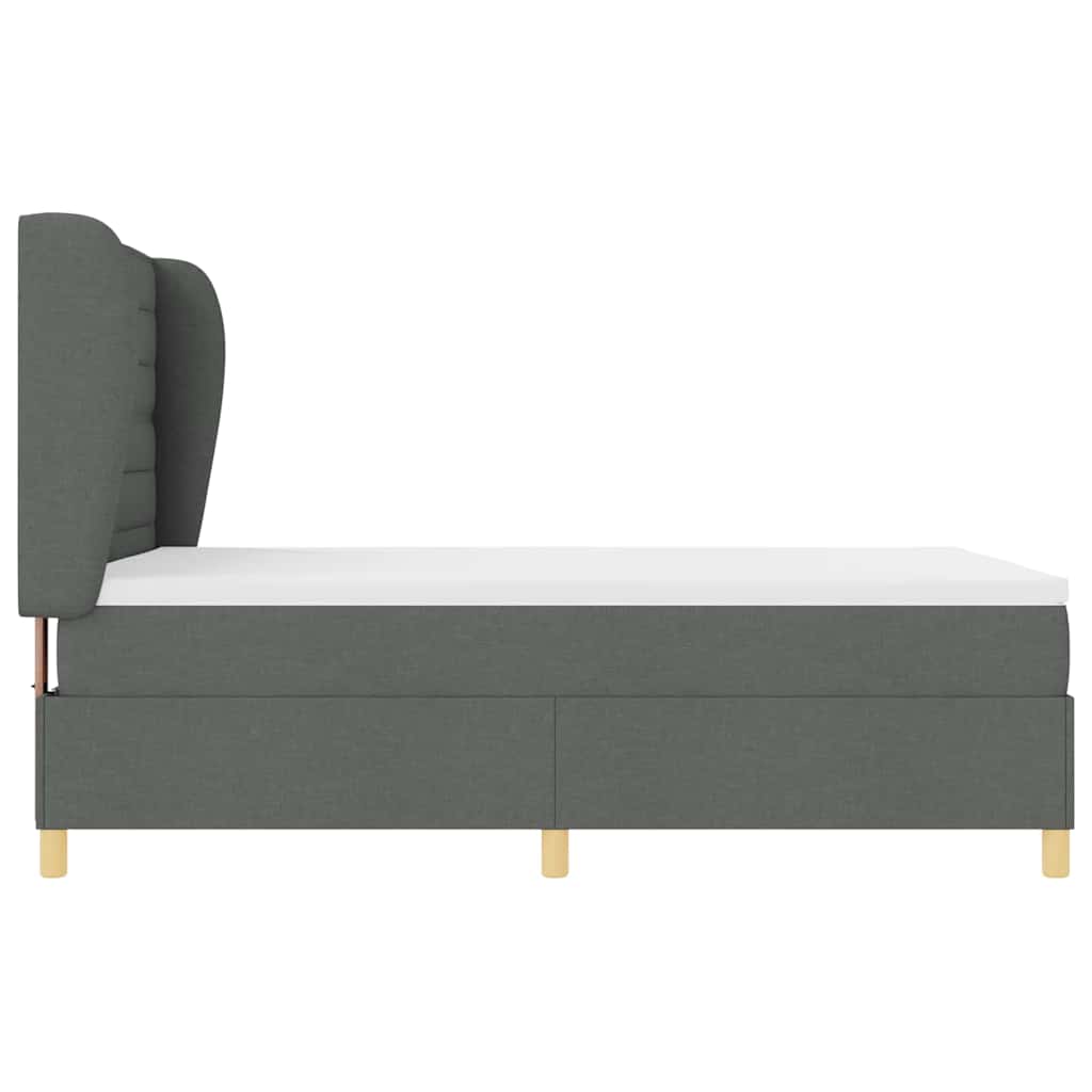 Lit à ressorts avec matelas gris foncé 90x190 cm Gris foncé