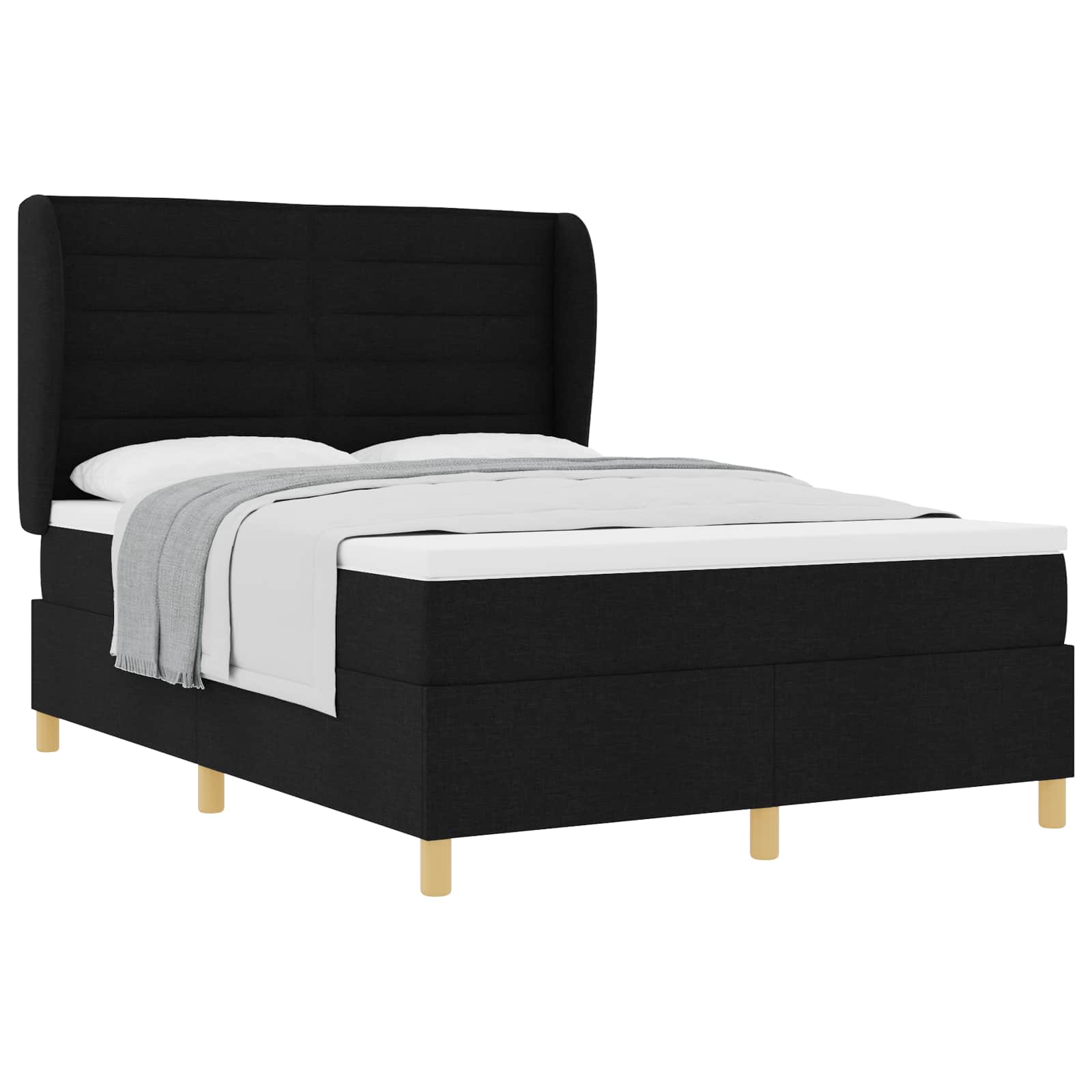 Lit à ressorts avec matelas gris foncé 90x190 cm Noir tissu - XIOS