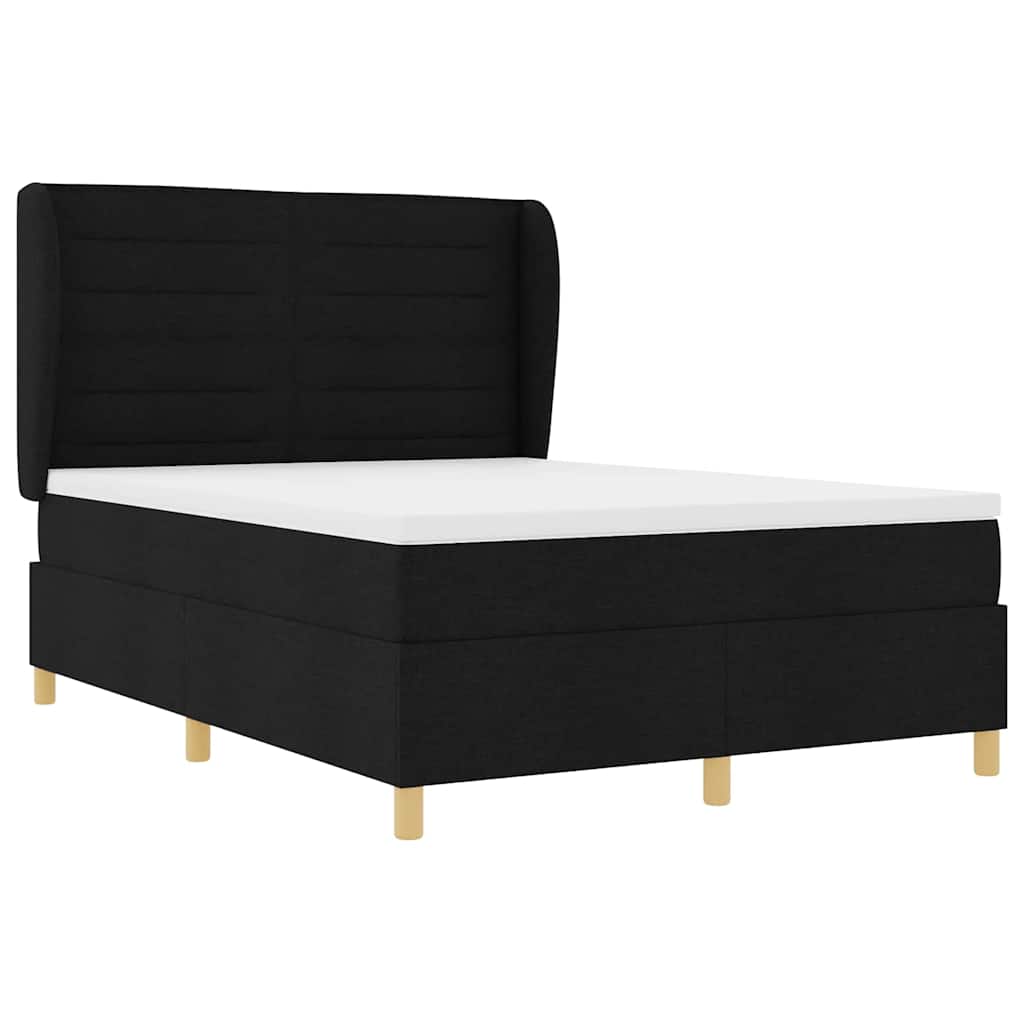 Lit à ressorts avec matelas gris foncé 90x190 cm Noir tissu - XIOS