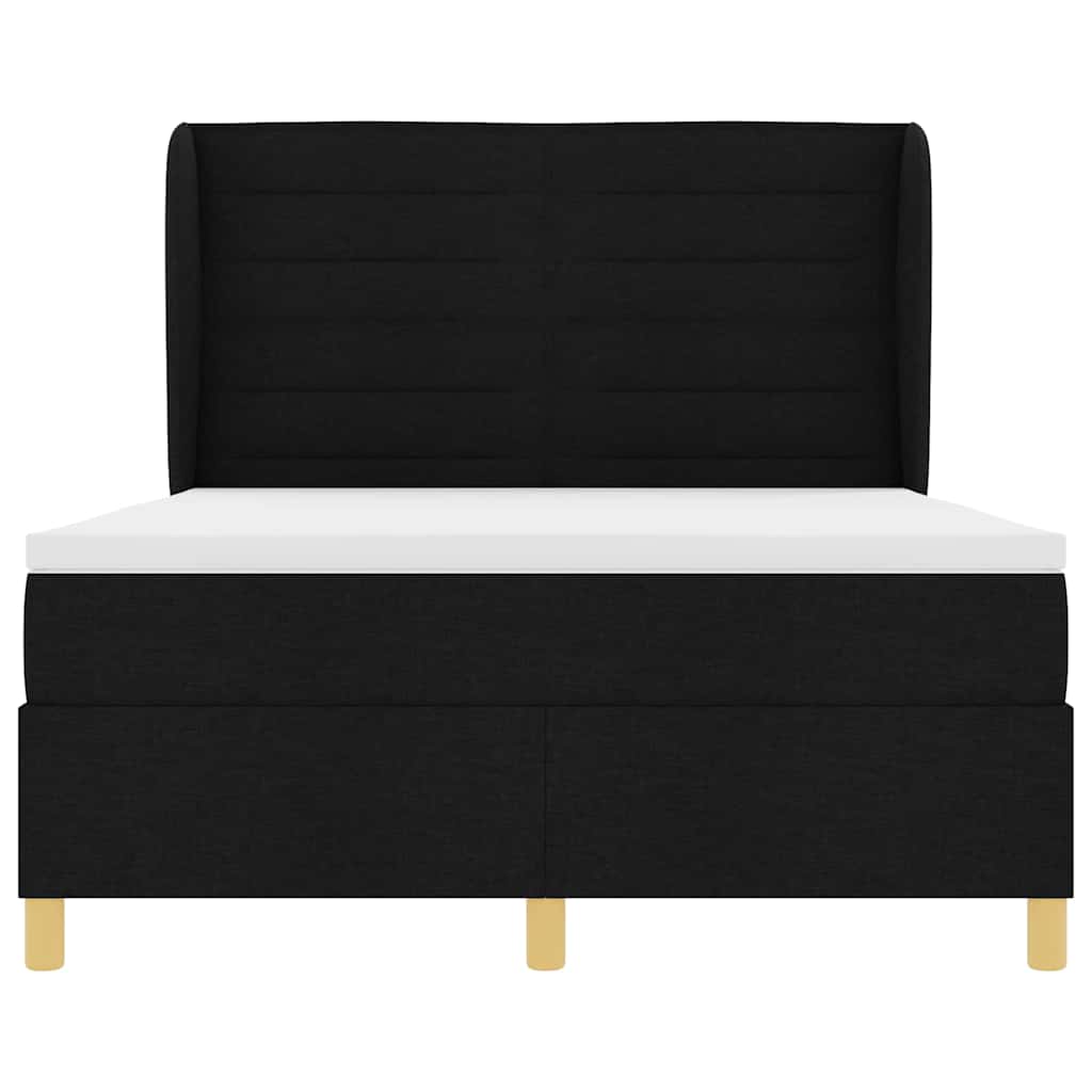 Lit à ressorts avec matelas gris foncé 90x190 cm Noir tissu - XIOS