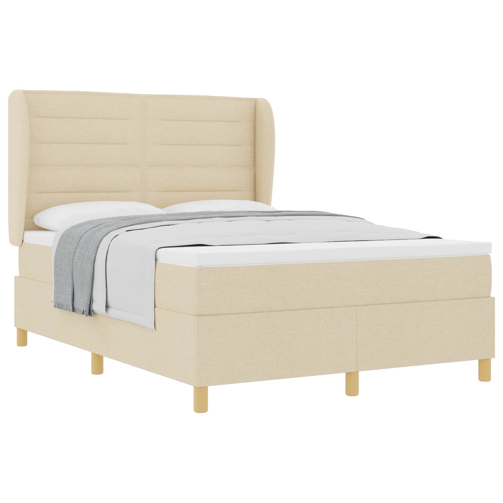 Lit à ressorts avec matelas Crème 190 x 140 cm tissu - XIOS
