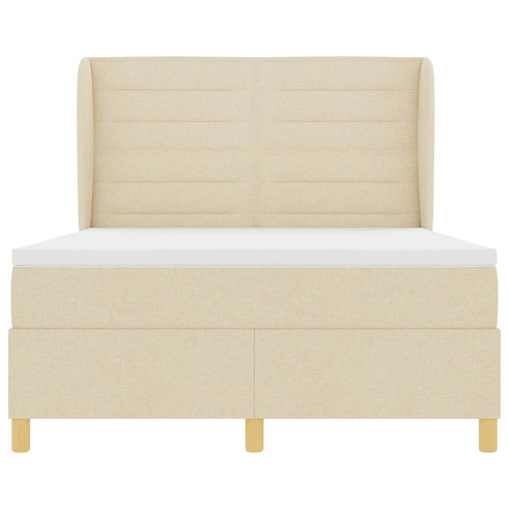 Lit à ressorts avec matelas Crème 190 x 140 cm tissu - XIOS