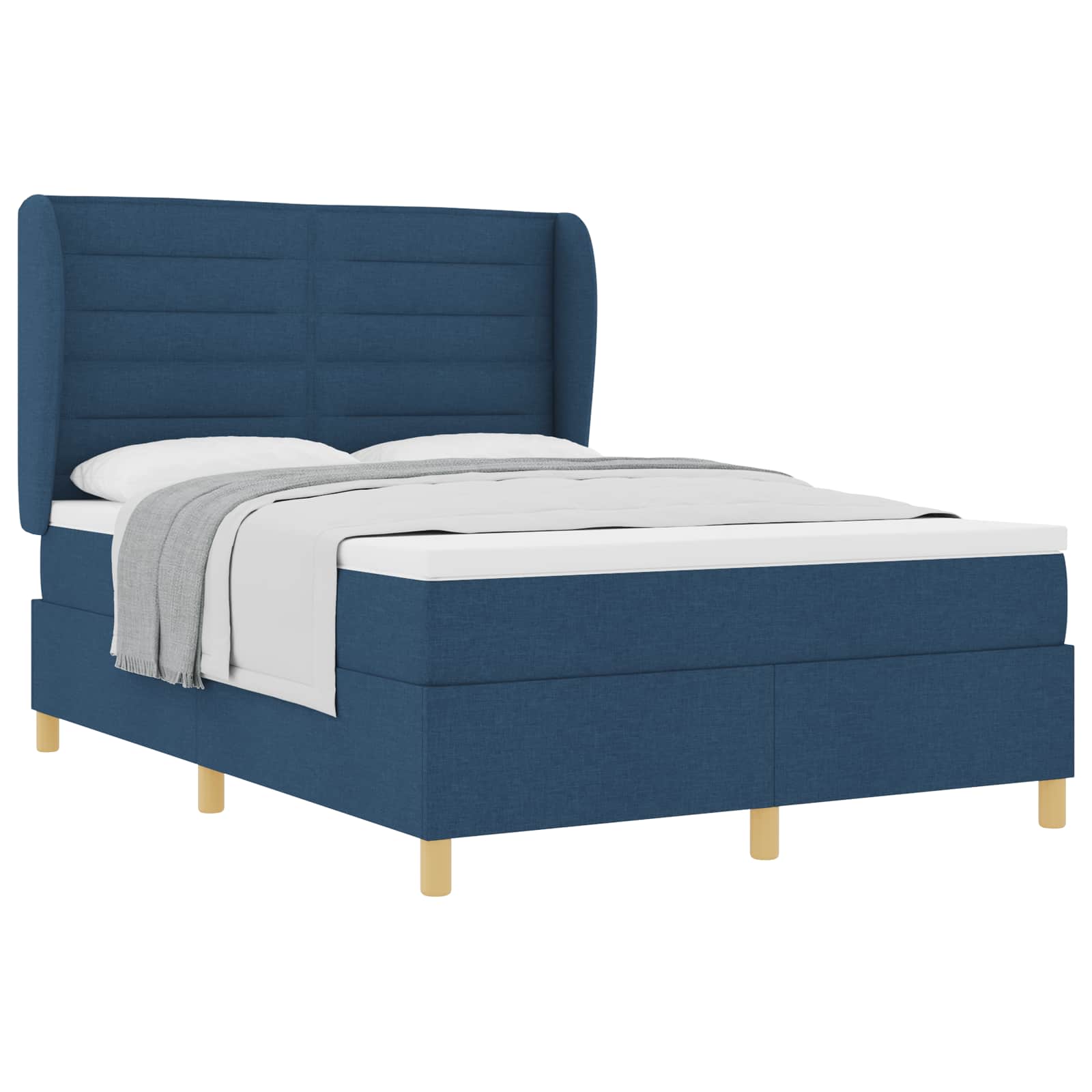 Lit à ressorts avec matelas Bleu 190 x 140 cm tissu - XIOS