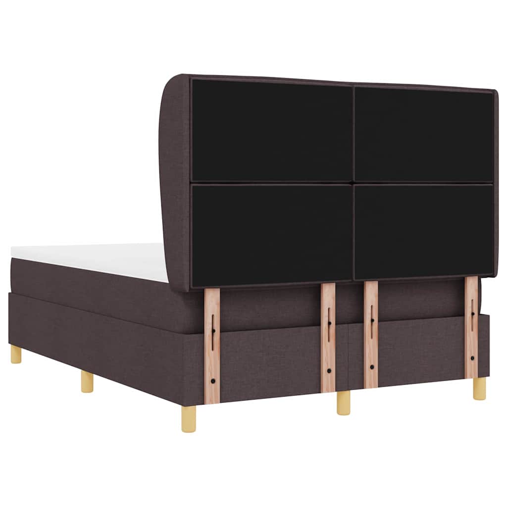 Lit à ressorts avec matelas Marron foncé 200 x 140 cm tissu