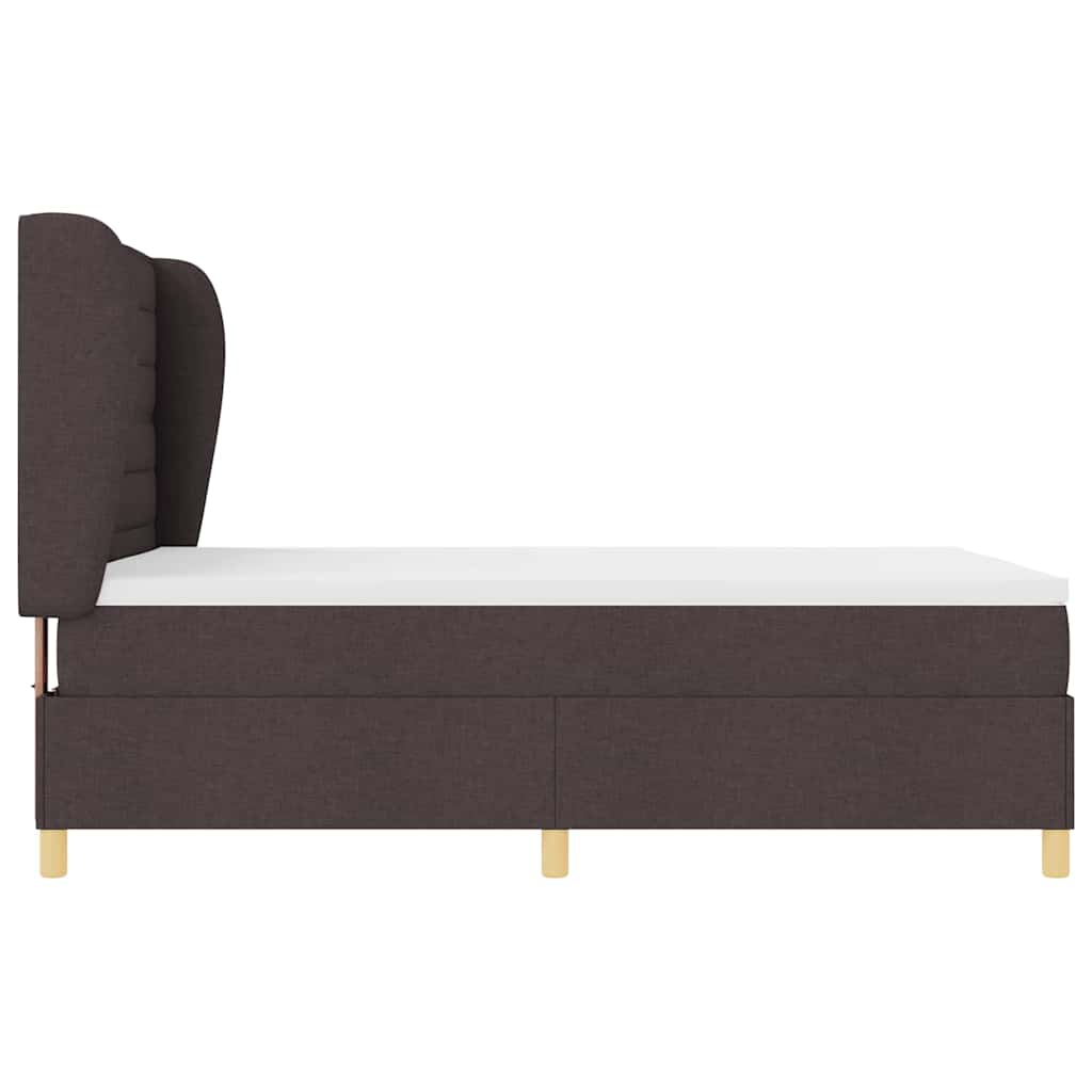 Lit à ressorts avec matelas Marron foncé 200 x 140 cm tissu