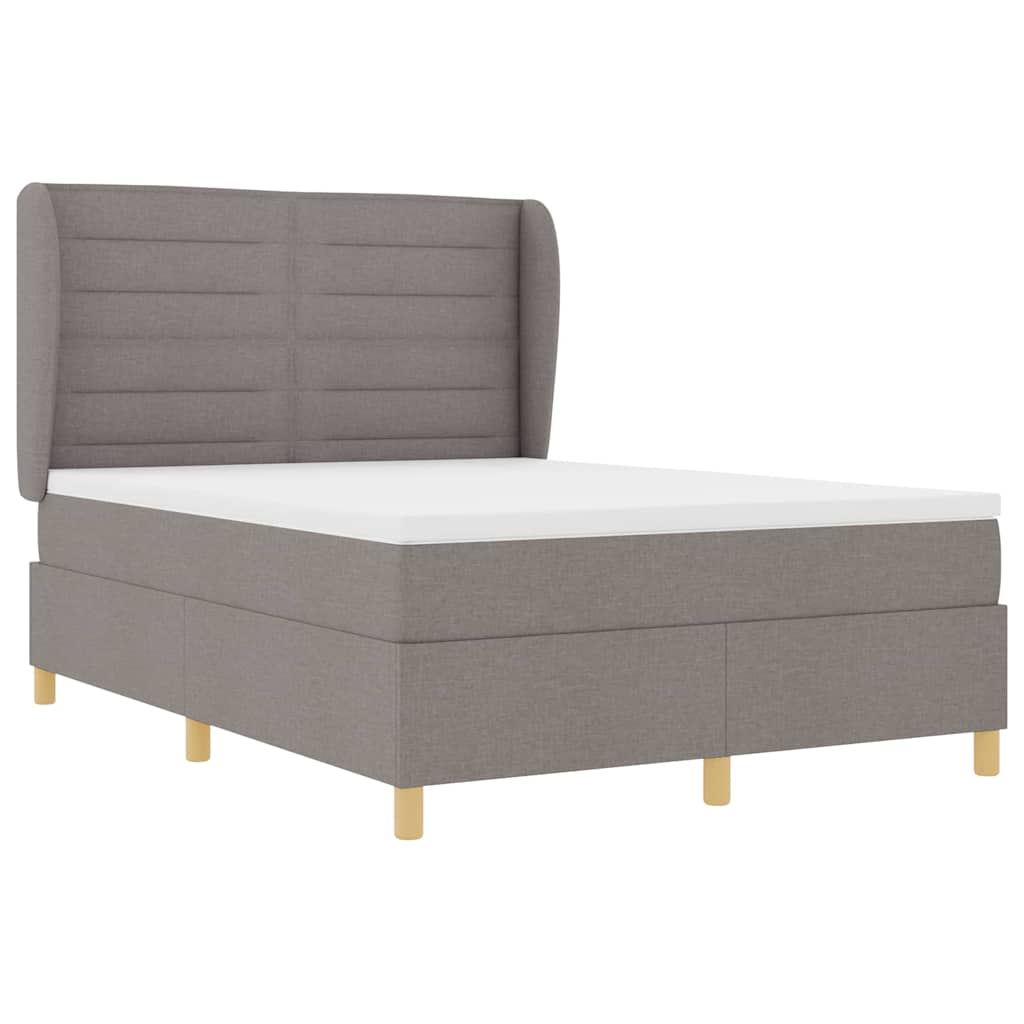 Lit à ressorts avec matelas Taupe 200 x 140 cm tissu - XIOS