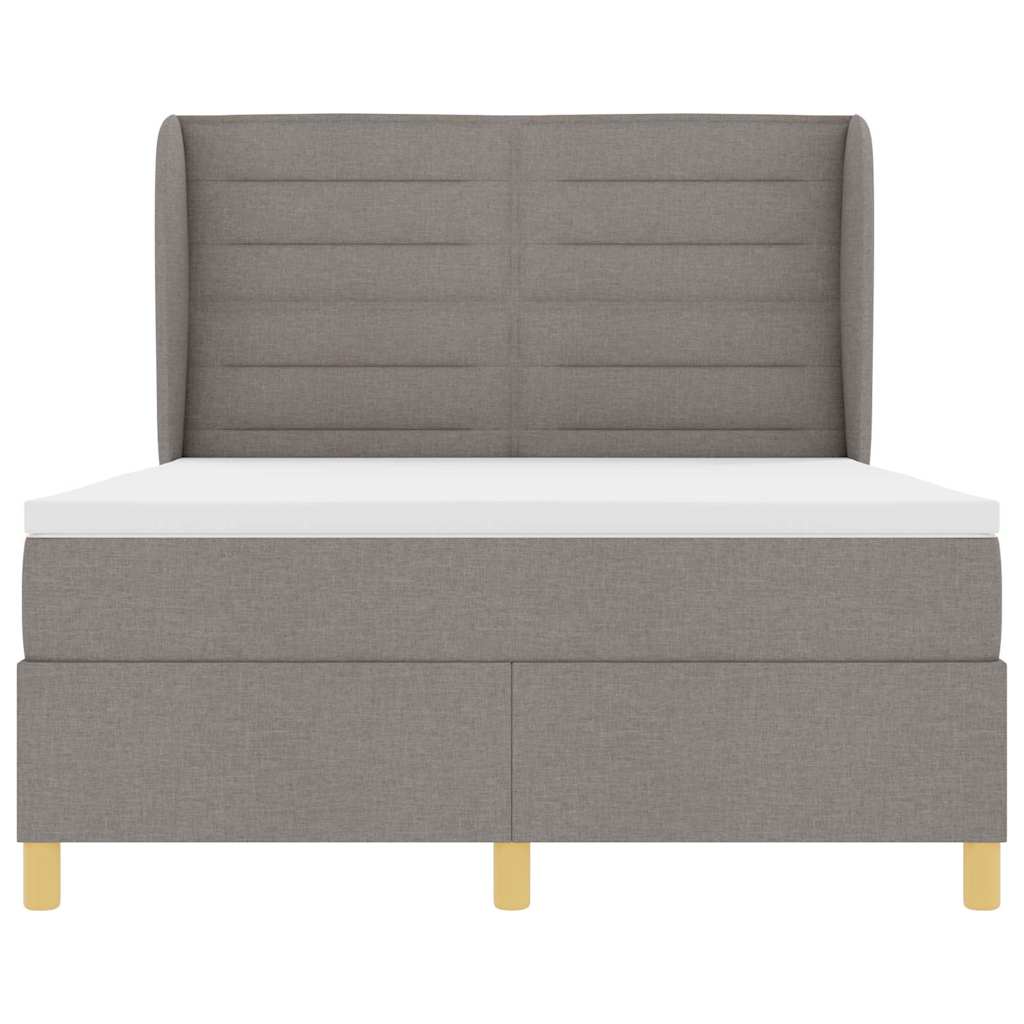 Lit à ressorts avec matelas Taupe 200 x 140 cm tissu - XIOS