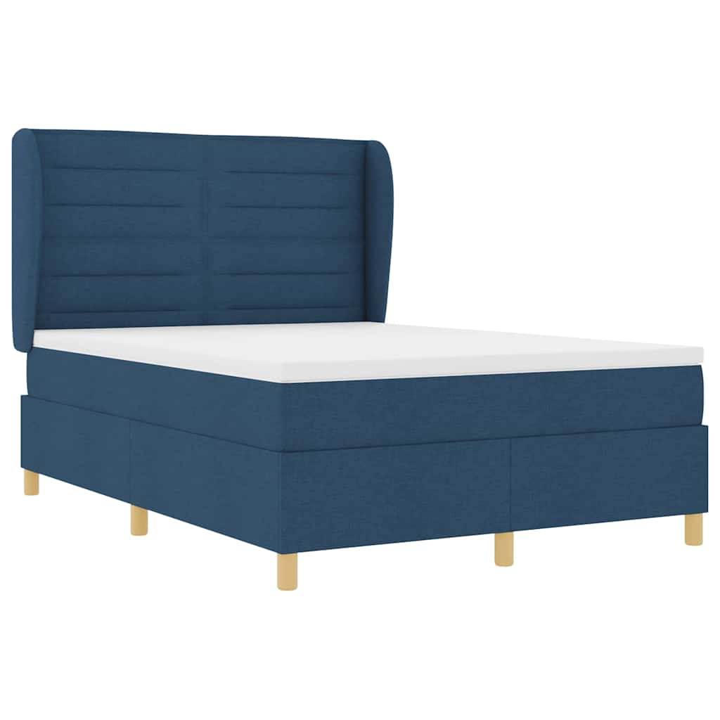 Lit à ressorts avec matelas Bleu 200 x 140 cm tissu - XIOS