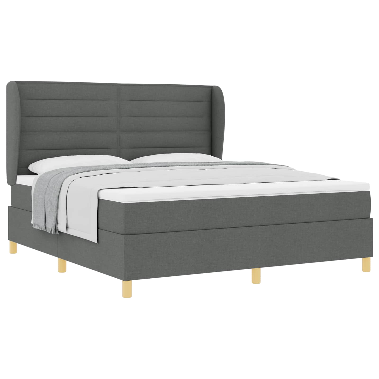Lit à ressorts avec matelas gris foncé 90x190 cm Gris foncé