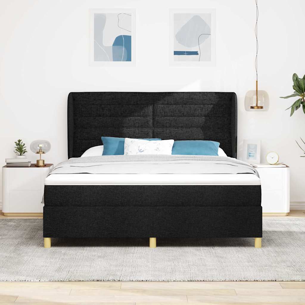 Lit à ressorts avec matelas gris foncé 90x190 cm Noir - XIOS