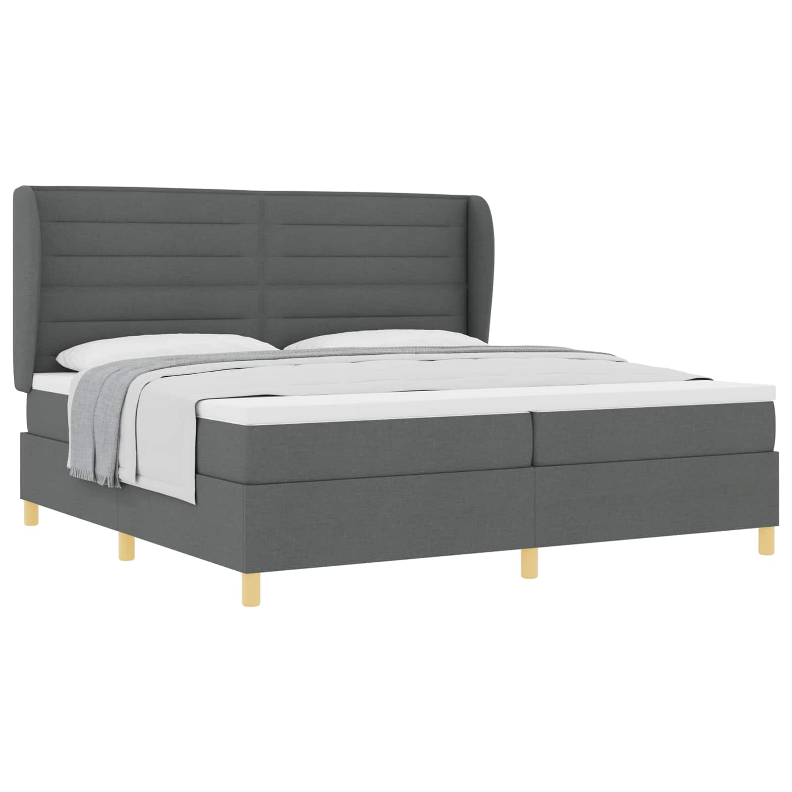 Lit à ressorts avec matelas gris foncé 90x190 cm Gris foncé - XIOS